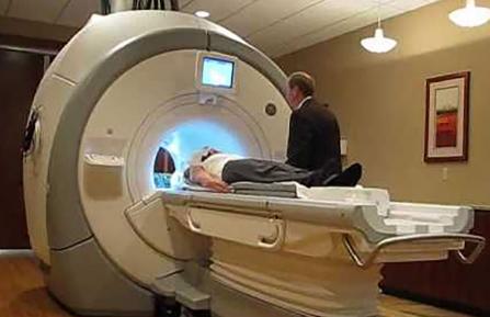 Patient in the wide-bore MRI scanner