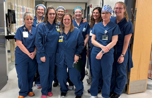 MAHHC April employee of the month Jessica Nordman (center of photo) poses for photo with same day surgery team.