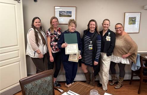 Mt. Ascutney Hospital and Health Center (MAHHC) recognized LaRae Strom (center) as Employee of the Month.
