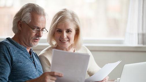 Couple reviewing paperwork